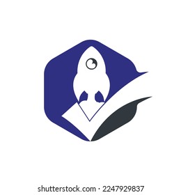 Rocket with check logo design template.
