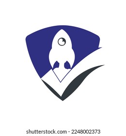 Rakete mit Scheck Logo Design Vorlage.