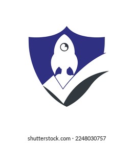Rocket with check logo design template.