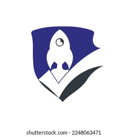 Rocket with check logo design template.