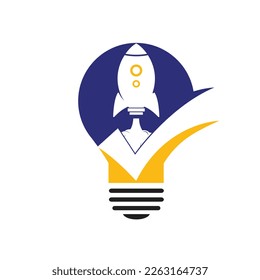 Rocket with check logo design template.
