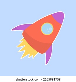 Rocket in childlish style. Flat air transport. Vector illustration