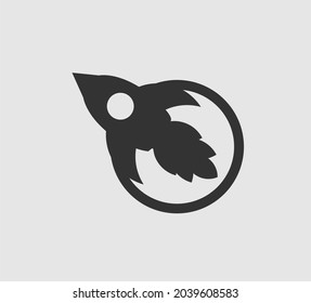 Rocket circle launched. Icon Vector. Logo Template Illustration Design.