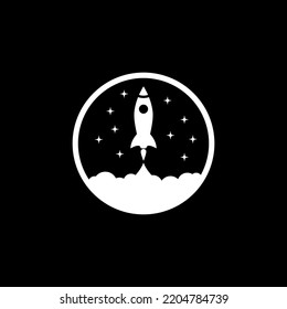 rocket in circle logo template design