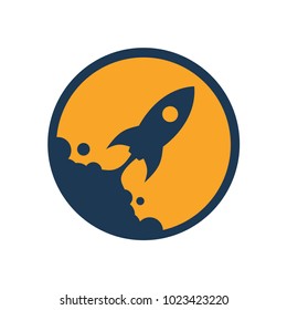 Rocket in Circle Logo Vector