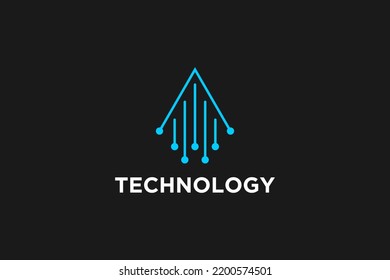 Rocket circuit logo design modern technology internet icon symbol