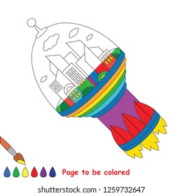 Rocket city to be colored, the coloring book for preschool kids with easy educational gaming level.