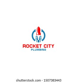 Rocket City Plumbing Logo Design Vector