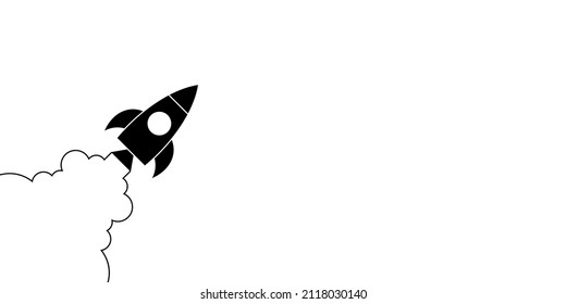 Rocket and cloud. Concept of business growth, aspiration upwards. Modern illustration. Vector EPS 10