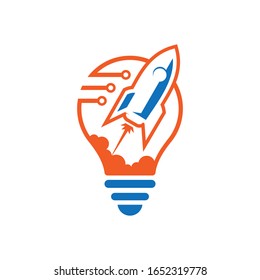 rocket cloud lights colorful vector logo illustration