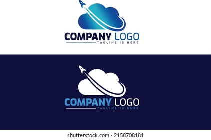 Raketenwolke-Logo. Firmenlogo-Design. Logo-Design der Raketenwolke kreatives Raketenwolken-Logo.