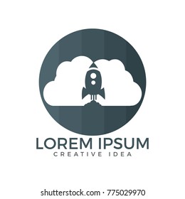 Rocket and cloud logo design. Start up and transport logo.