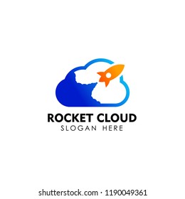 rocket cloud logo design template. cloud tech logo design template