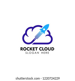 rocket cloud logo design template. cloud tech logo design template