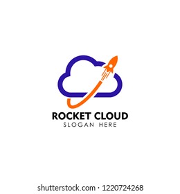 rocket cloud logo design template. cloud tech logo design template