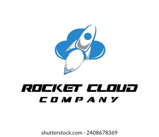 rocket  cloud logo design template white rocket icon