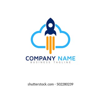 Rocket Cloud Logo Design Template