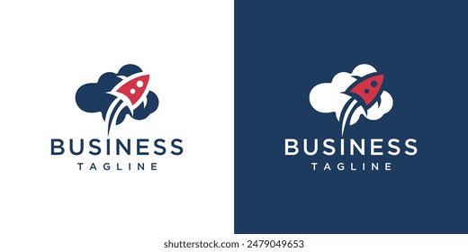 Rocket cloud logo design template.cloud and rocket logo design	
