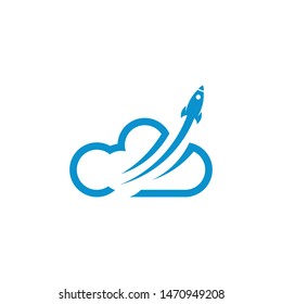 Rocket Cloud Logo Design  vector icon Template,eps 10