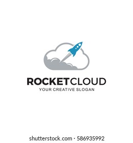 Rocket cloud logo design. Vector concept icon illustration.