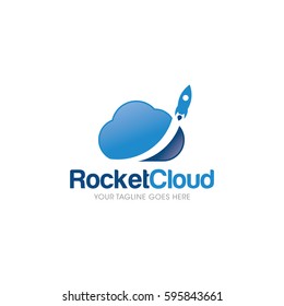 rocket cloud logo icon vector template