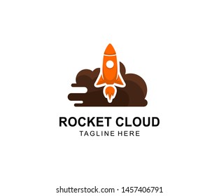 Rocket Cloud and minimalist logo template modern design, vector illustration