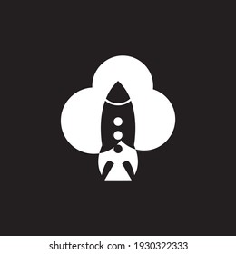 Rocket And Cloud Silhouette Logo Design