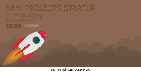  rocket  clouds business startup banner vector illustration background EPS10.