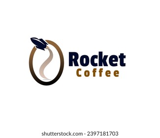 rocket coffee bean flying rise up logo icon symbol design template illustration inspiration