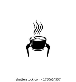 Rocket-Kaffee-Logo-Konzept, luxuriöser, flacher Stil, schwarze Farbe auf weißem Hintergrund