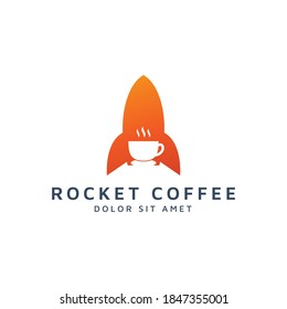 rocket and coffee negative space logo design