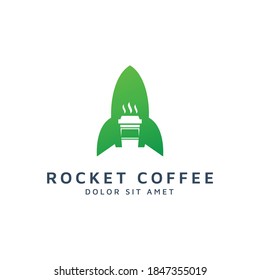 rocket and coffee negative space logo design
