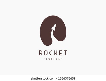 rocket and coffee negative space  vector logo for coffee shop. 
