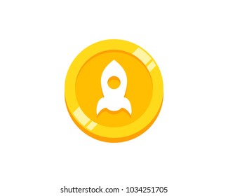 Rocket Coin Icon Logo Design Element