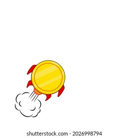Rocket coins go to the moonใ Cryptocurrency and e-commerce concept. 