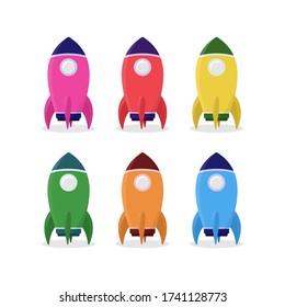 The Rocket collection icon, vector rocket color model set object on a white background, Vector illustration