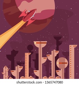 rocket colony futuristic space