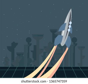 rocket colony futuristic space