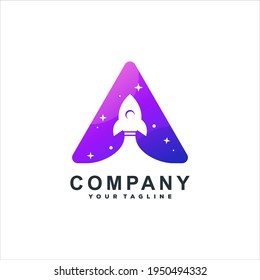 diseño de logotipo de gradiente de color de cohete