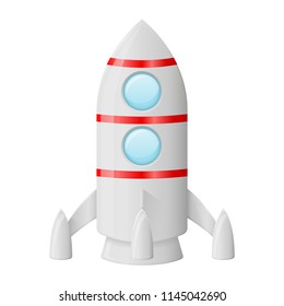 Rocket. Colored cartoon drawing. Vector illustration isolated on white background