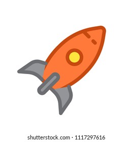 Rocket colored vector icon. Isolated on white background