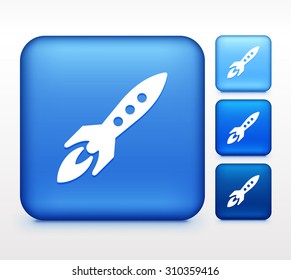 Rocket Colorful Square Button