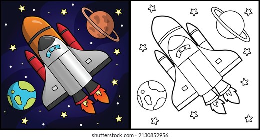 Rocket Coloring Page Vehicle Illustration