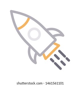 rocket colour line vector icon