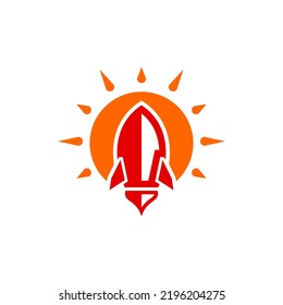 Rocket Combination With Sun,Minimalist Style Logo Design Editable