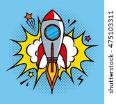 rocket comic pop art vector illustration design