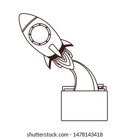 rocket coming out of the folder with white background