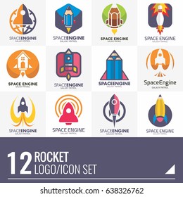 rocket company logo vector set
