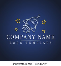 Nombre de la compañía del cohete. Diseño de plantillas de logotipo. Galaxia del espacio de logotipo. Icono de marca plana para bebés.