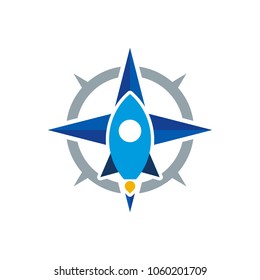 Rocket Compass Logo Icon Design